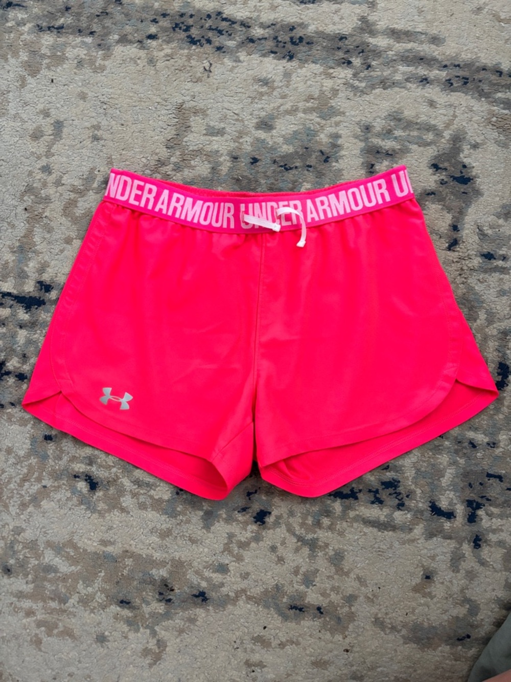 Under Armour Women's Neon Pink Athletic Shorts with Logo Waistband